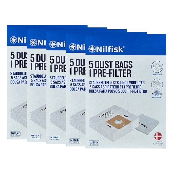 5 PAKKER Nilfisk Action, Action Plus, Bravo, Alto Force 100 stvsugerposer 