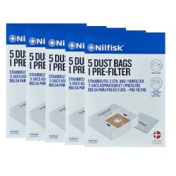 5 PAKKER Nilfisk Bravo, Power,  Parquet, Energy st�vsugerposer 