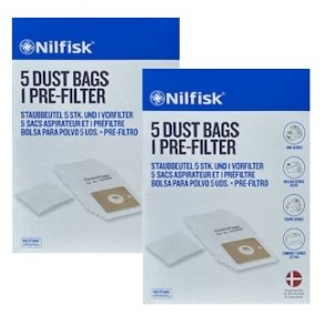 2 PAKKER NILFISK Coup, GO 60/66 stvsugerposer (2 x 5 poser) 78602600