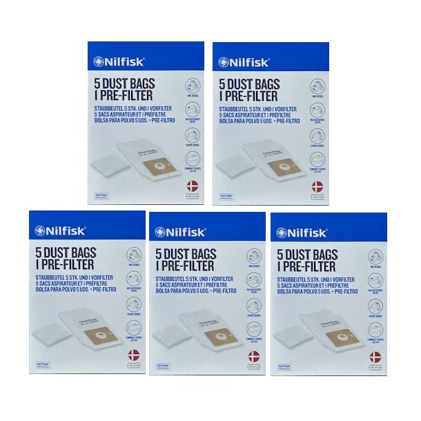 5 PAKKER NILFISK Coup, Compact , GO 60/66 stvsugerposer Original - TILBUD
